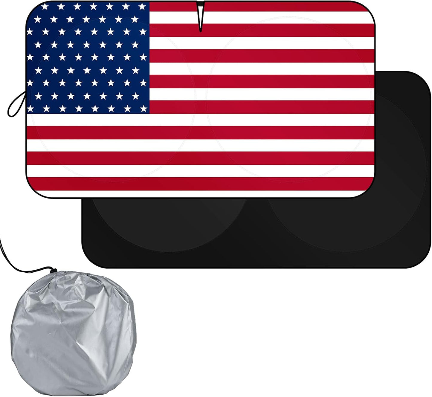 SEPORUD Windshield Sun Shade New American Eagle Flag USA Patriotic Design - Folding Car Front Window Sunshade for Cars SUV Trucks, Max UV Blocking and Keep The Vehicle Cool(64"x33.5")