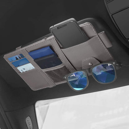 Car Visor Organizer, Auto Interior Accessories, Car Truck SUV Storage Pouch Holder, with Multi-Pocket Net Zipper (Black)