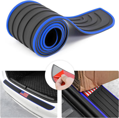Car Rear Bumper Protector Guard, Anti-Scratch Abrasion Rubber Trunk Door Entry Sill Guard, Non-Slip Vehicle Trim Cover Protection Strip, Car Accessories for Most Cars and SUV (Black/Red/35.4" x2.7)