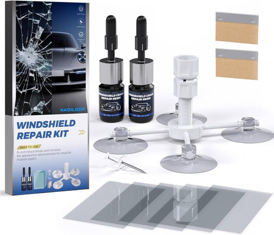 Windshield Chip Repair Kit, Car Cracked Windshield Repair Kit, Quick and Efficiency Glass Repair Tool for Fixing Bulls-Eye, Cracks and Star-Shape Cack,2 Pack