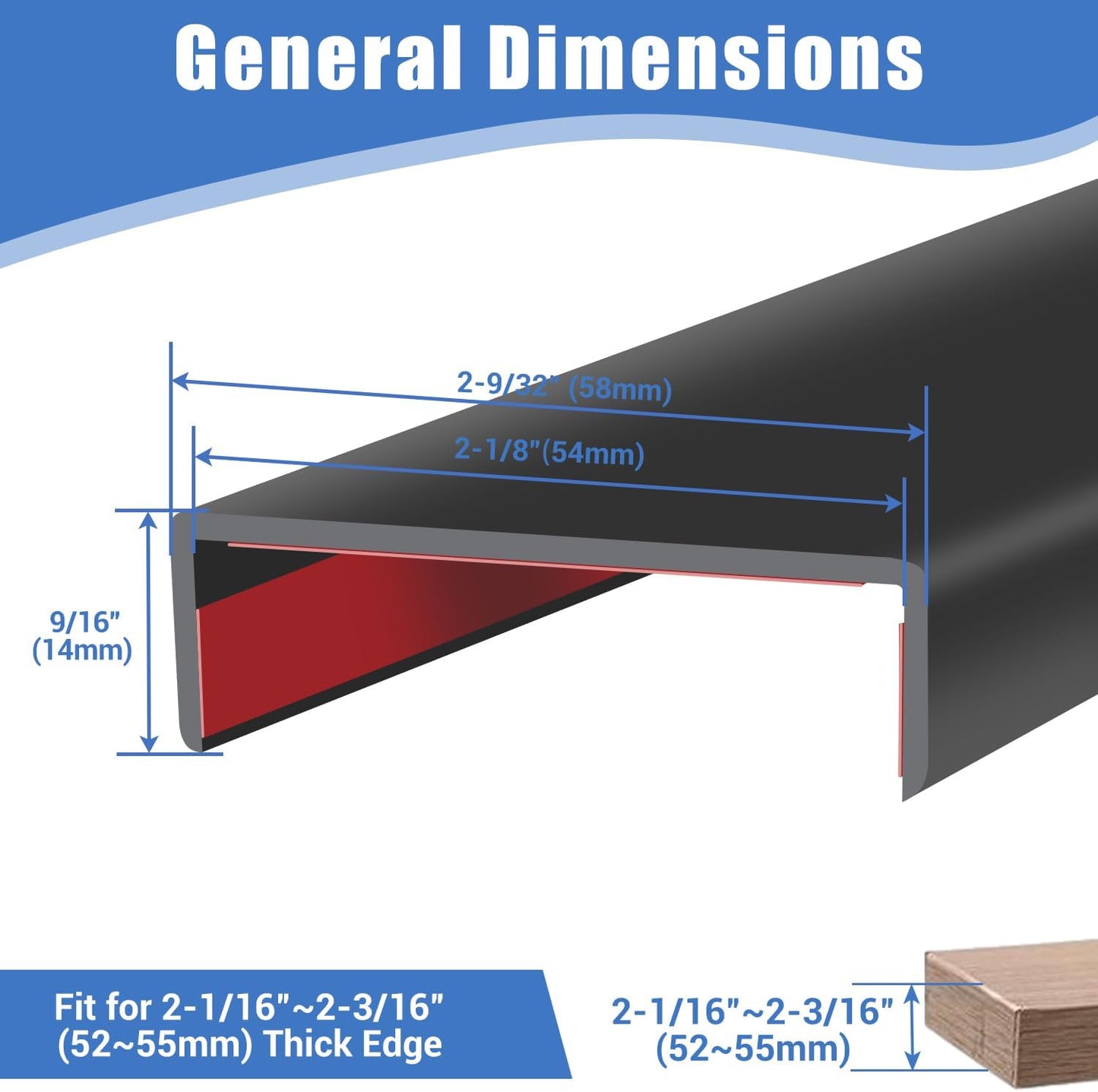 Rubber Edge Trim, Self-Adhesive Rubber Edge Trim, Edge Protector for Sheet Metal, EPDM Material, Fit 1/16"(1.0mm), Length 10Ft, Black Color, U Channel Edge Trim - Colors A