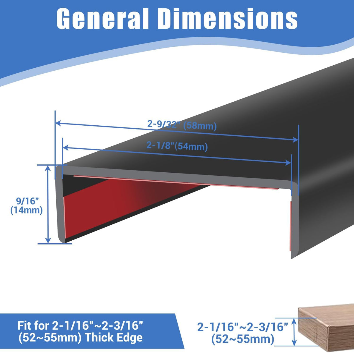 Rubber Edge Trim, Self-Adhesive Rubber Edge Trim, Edge Protector for Sheet Metal, EPDM Material, Fit 1/16"(1.0mm), Length 10Ft, Black Color, U Channel Edge Trim - Colors B