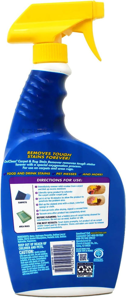 OxiClean Carpet & Rug Stain Remover Liquid Spray, 24 Fluid Ounce