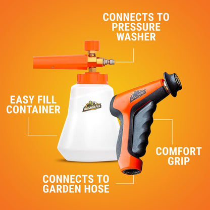 Armor All 2-in-1 Foam Cannon Kit - Car Wash & Detail Cleaning Kit for Power Washers, Garden Hoses, Foam Applicator & Adaptor, Gifts for Men, Pack of 1