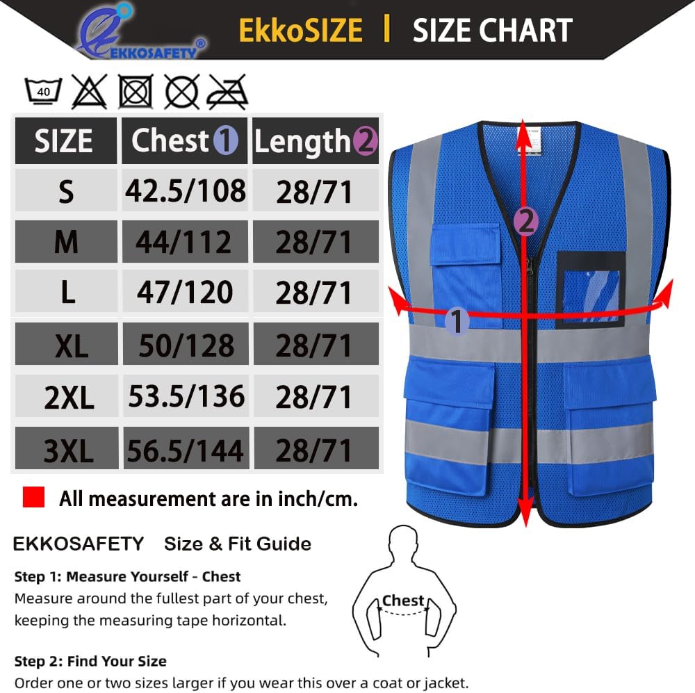 Reflective Mesh Safety Vest for Men Women with 5 Pockets and Zipper Front High Visibility Mesh Vest Hi Vis Construction Work Vest,Meets ANSI/ISEA Standards(EK175-Yellow-L)