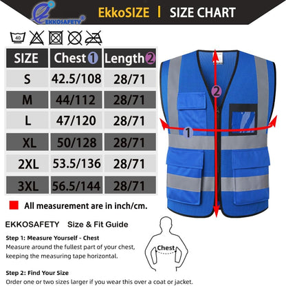 Reflective Mesh Safety Vest for Men Women with 5 Pockets and Zipper Front High Visibility Mesh Vest Hi Vis Construction Work Vest,Meets ANSI/ISEA Standards(EK175-Yellow-L)