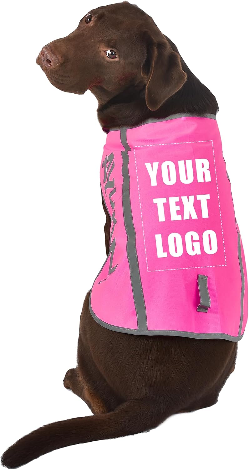Pink Reflective Dog Vest for Large Breeds,High Visibility Dog Safety Vest Harness with Removable Bell Keep Safe from Hunting, Training & Cars Accidents