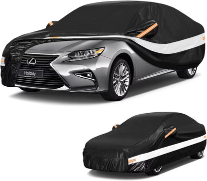 10 Layers Car Cover Custom Fit for Mercedes Benz C Class C250 C300 C43 C63 (1993-2026), Waterproof All Weather for Automobiles, Outdoor Full Cover Sun Dust Rain Protection with Cotton. Black - Colors B