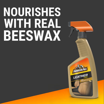 Armor All Car Leather Cleaner Spray, Beeswax Leather Care Spray for Cars, Trucks, Motorcycles, 16 Oz Each
