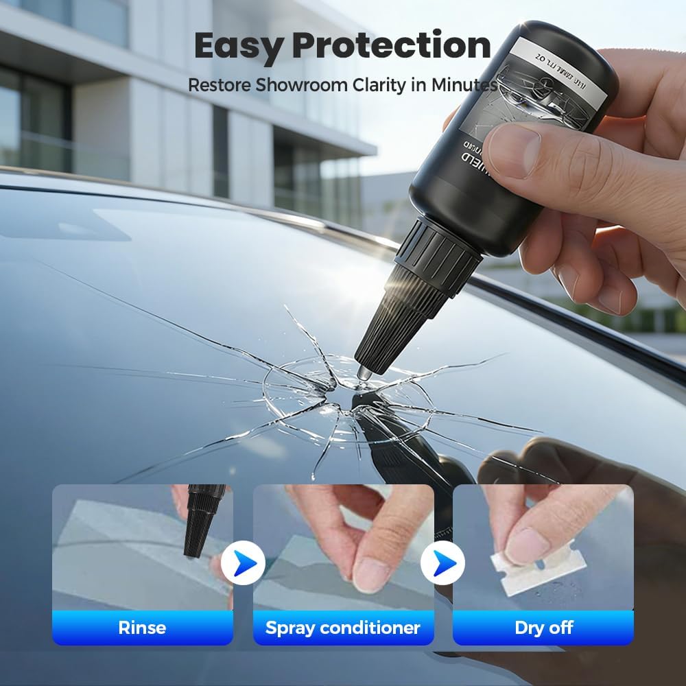 Car Windshield Chip Repair Kit, 2026 New Glass Crack Repair Kit, Glass Repair Liquid, Quick Windshield Repair for Chips and Cracks,All Crack Types Windshield Repair Kit (1Pcs)
