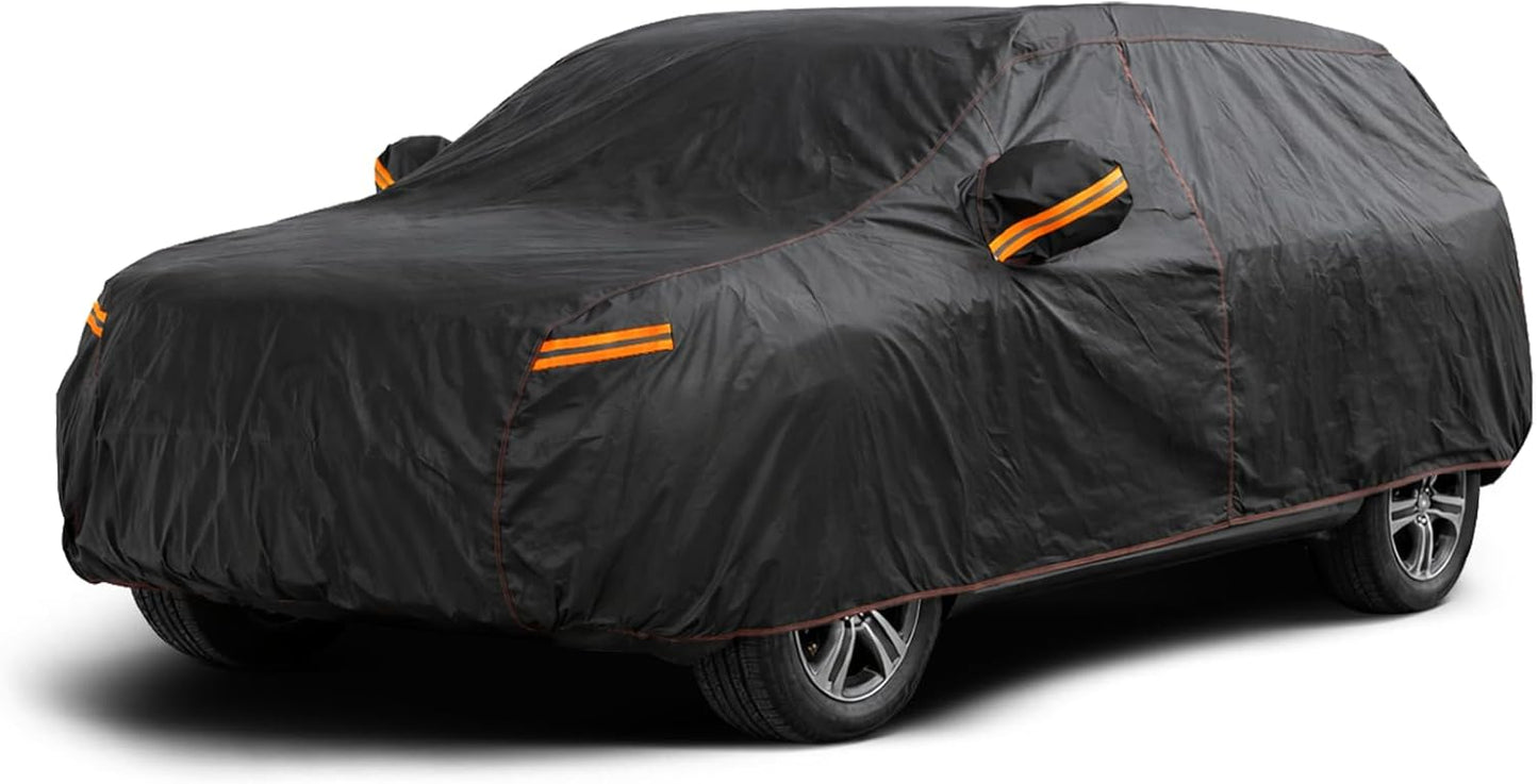 6 Layer Heavy Duty Car Cover Waterproof All Weather Protection with Cotton Liner, Full Exterior Outdoor Cover for Sun Rain Snow UV Protection, Fits Sedan 186-193 inchs
