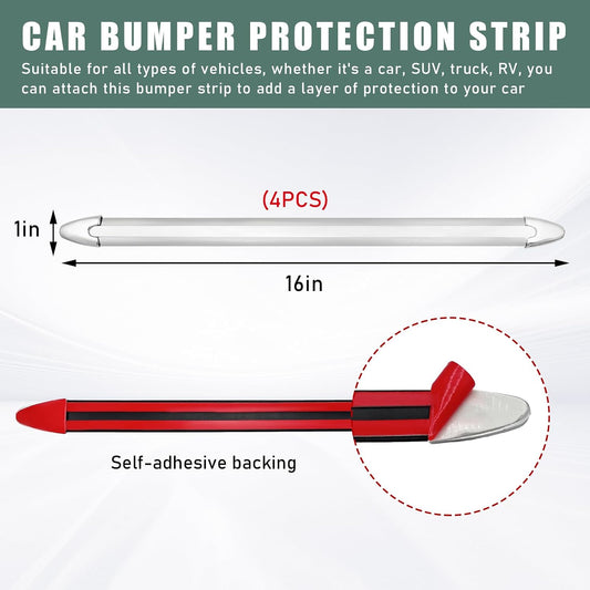4 PCS Car Bumper Protector Strip, Anti-Scratch Front and Rear Bumper Corner Trim Sticker, Anti-Collision Patch Bumper Guard Strip, Universal Car Accessories for SUV Truck