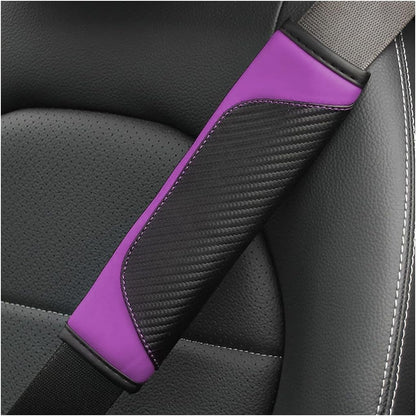 AUCELI 2PCS Car Seat Belt Cover, Carbon Fiber Seatbelt Shoulder Strap Covers, Breathable Leather Soft Harness Pad Protect Your Neck and Shoulder Compatible with Cars