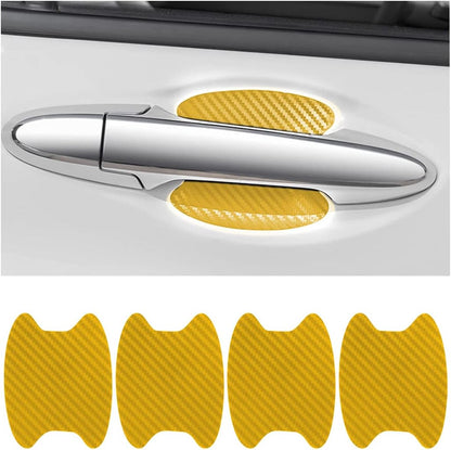 4PCS Sticker, Carbon Fiber Anti-Scratches Car Door Cup Protector, Non-Marking Auto Door Handle Protective Film, Universal for Most Car Handles (Black/4PCS)