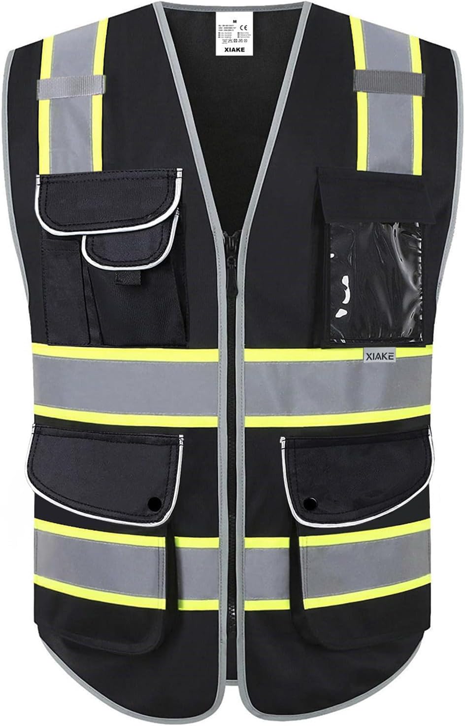XIAKE 9 Pockets Class 2 High Visibility Reflective Safety Vest for Men Women,Meets ANSI/ISEA Standard
