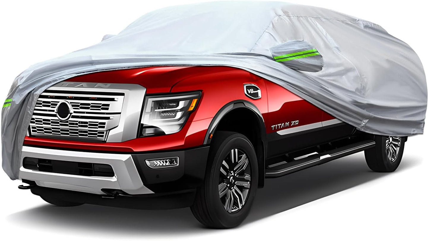 Full Car Cover Universal 6 Layers Outdoor Thicked All Weather Cover, Sunshield, Waterproof, Snow Proof, UV Proof, Scratch Proof, Bird Droppings, 6 Reflective Strips, Fits Sedans up 178"-189"