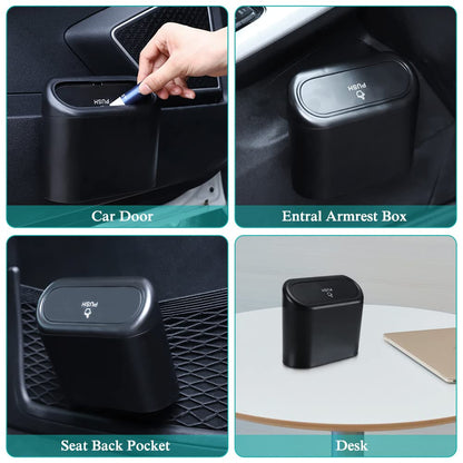Accmor Car Trash Can with Lid, Leakproof Vehicle Garbage Organizer Holder Bin with 60 Pcs Trash Bags, Mini Auto Dustbin Interior Accessories Storage Container for SUV, Office, Home