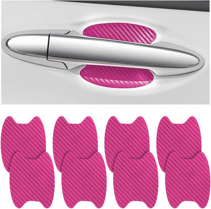 4PCS Sticker, Carbon Fiber Anti-Scratches Car Door Cup Protector, Non-Marking Auto Door Handle Protective Film, Universal for Most Car Handles (Black/4PCS)