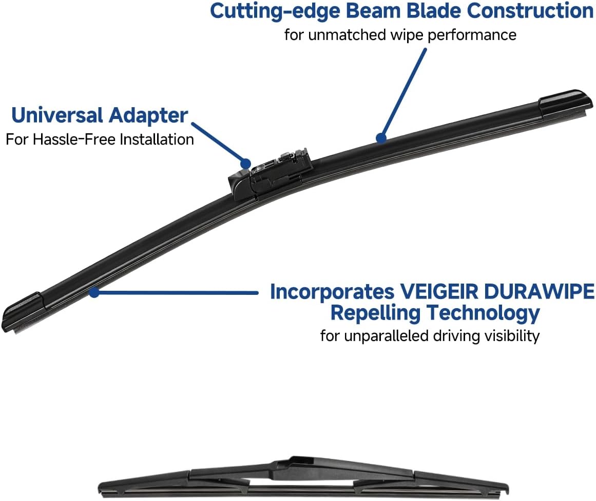 3 Pack Windshield Wiper Blades Compatible with Mazda CX-5 2017-2025 and CX-9 2016-2023, Front and Rear, 24" 18" 14" - Colors A