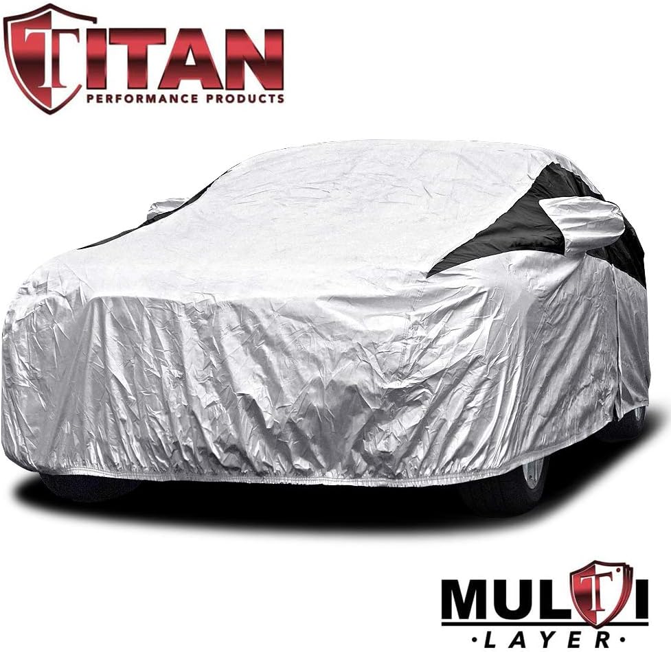 Titan Premium Multi-Layer PEVA Car Cover for Compact SUV 170-187". Waterproof, UV Protection, Anti-Scratch Protective Lining, Driver-Side Zippered Opening. Fits Rav4, Rogue, CR-V and More.