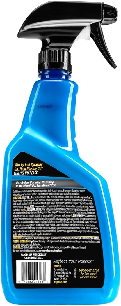 Meguiar's Hybrid Ceramic Wax, Easy-to-Use Spray Wax for Car Detailing with the Superior Protective Power of Advanced SiO2 Hybrid Barrier Technology, 26 Oz Spray Bottle