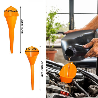 10 PCS Funnels for Automotive Use，Automotive Funnel Set with Wide Mouth Long Neck Hose, Flexible Oil Transmission Fuel Funnel Kit for Oil Change