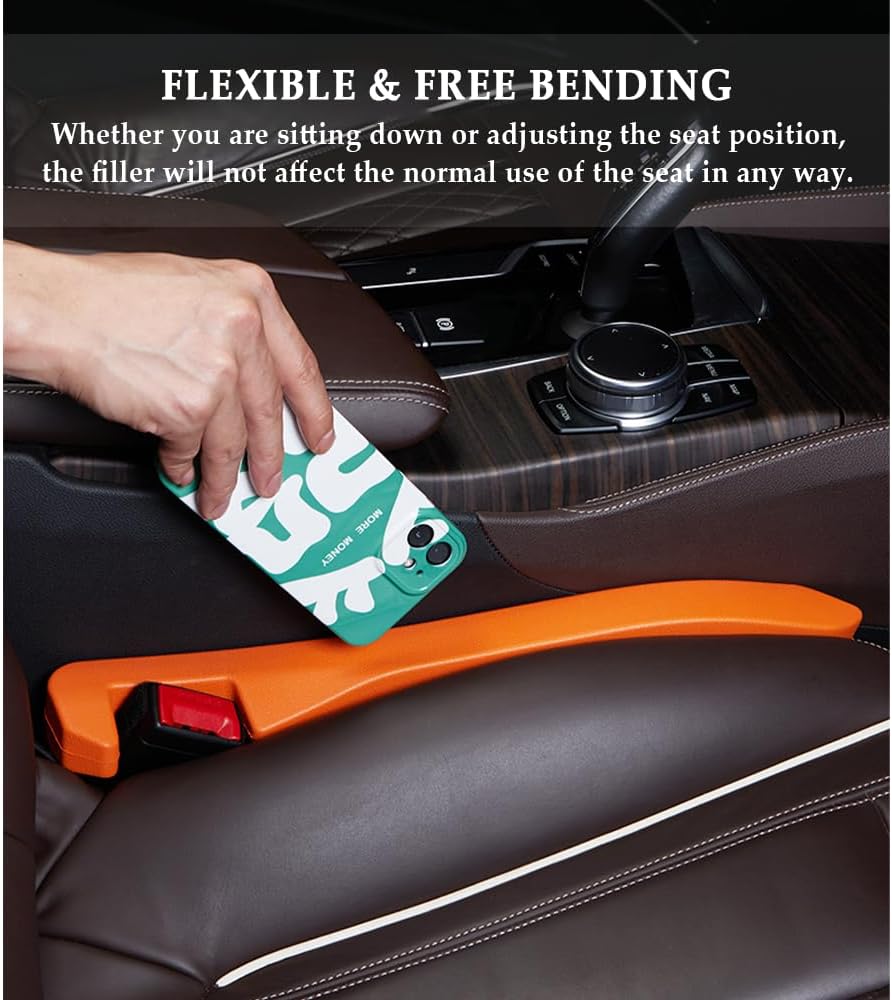 IHOTDER 2PCS Car Seat Gap Filler - Car Seat Gap Filler Organizer for Holding Phone,Key,Purse - Universal Car Gap Filler Fits Car Truck SUV Car Interior Accessories (Black/2PCS)…
