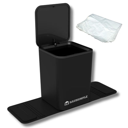 Car Trash Can with Stability Wings – Leakproof Portable Garbage Bin for Fabric & Rubber Mats – Compact Durable Plastic Auto Organizer for Cars, SUVs, Trucks (Black, Large)