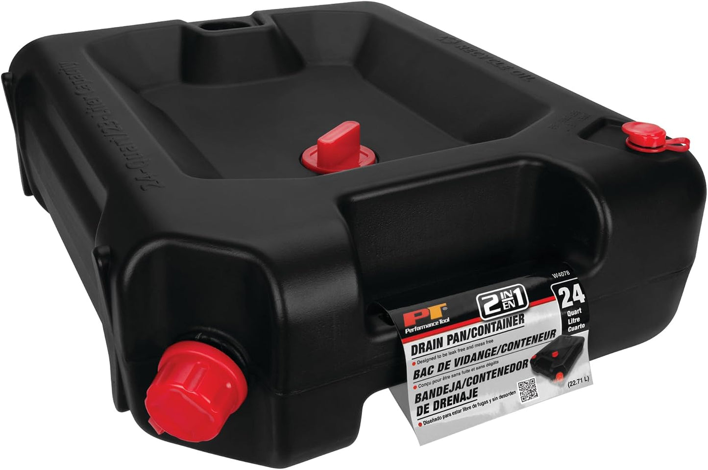 Performance Tool W4080 16-Qt. Clear View Oil Drain Container - Carrying Handle, Automotive Catch Pan, Fluid Transport Jug, Oil Change, Radiator Flush, Automotive Repair - White