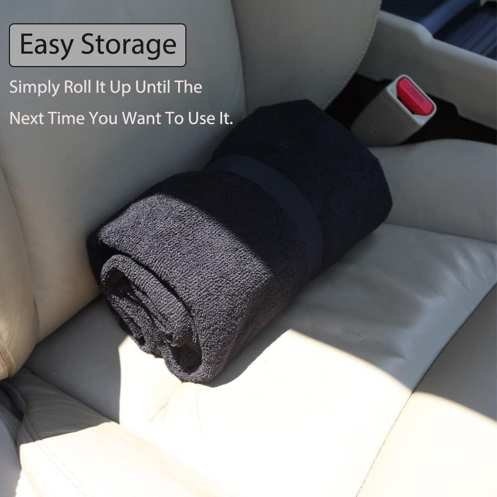 Waterproof Sweating Car Seat Cover for Post Gym Workout, Running, Swimming, Beach and Hiking, Universal Fit Non-Slip Towel Bucket Seat Protector for Cars SUV Trucks, Machine Washable (Grey)