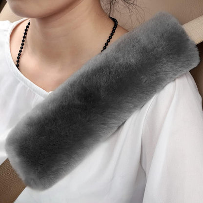 OGLAND Authentic Sheepskin Car Seat Belt Pad,2 Pack Soft Seat Belt Cover for Shoulder Pad Neck Cushion Protector Car Accessories by Genuine Natural Merino Wool (Misty Gray) - Colors B