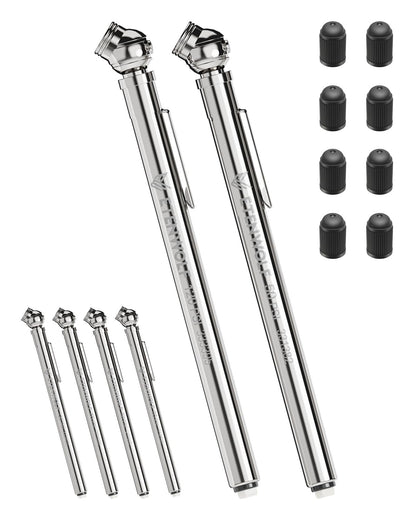 ETENWOLF Pencil Tire Pressure Gauge 2 Pack (10-50PSI, 20-120PSI) with 16 Tire Caps Calibrated to ANSI B40.1 Grade B(2%), Stainless Steel Body, Car Accessories for Cars, Pickups, RVs, Bicycles
