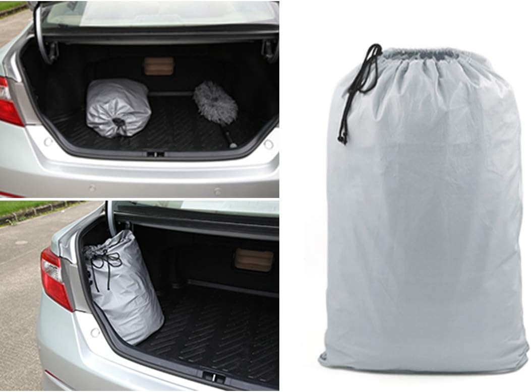 uxcell 3XXL Silver Tone 190T Car Cover Outdoor Weather Waterproof Scratch Rain Snow Heat Resistant W Mirror Pocket 530 x 185 x 160cm