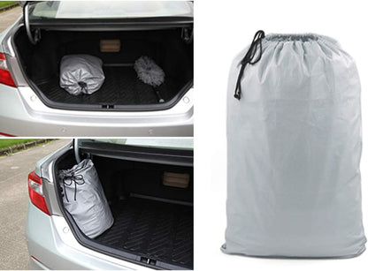 uxcell 3XXL Silver Tone 190T Car Cover Outdoor Weather Waterproof Scratch Rain Snow Heat Resistant W Mirror Pocket 530 x 185 x 160cm