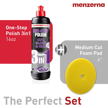 menzerna One-Step Polish 3in1 I Medium Cut Polish with High Gloss Finish & Seal in One I Buffing & Polishing Compound for Car Maintenance I Swirls, Holograms & Scratches I Car Body Repair I 8 fl oz.