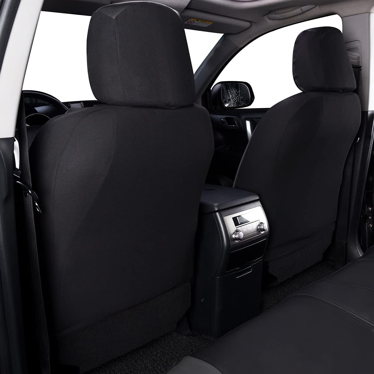 Flying Banner Carbon Fiber Leather Vehicle Seat Covers, Leopard Gray Black, Universal Fit - 8PCS