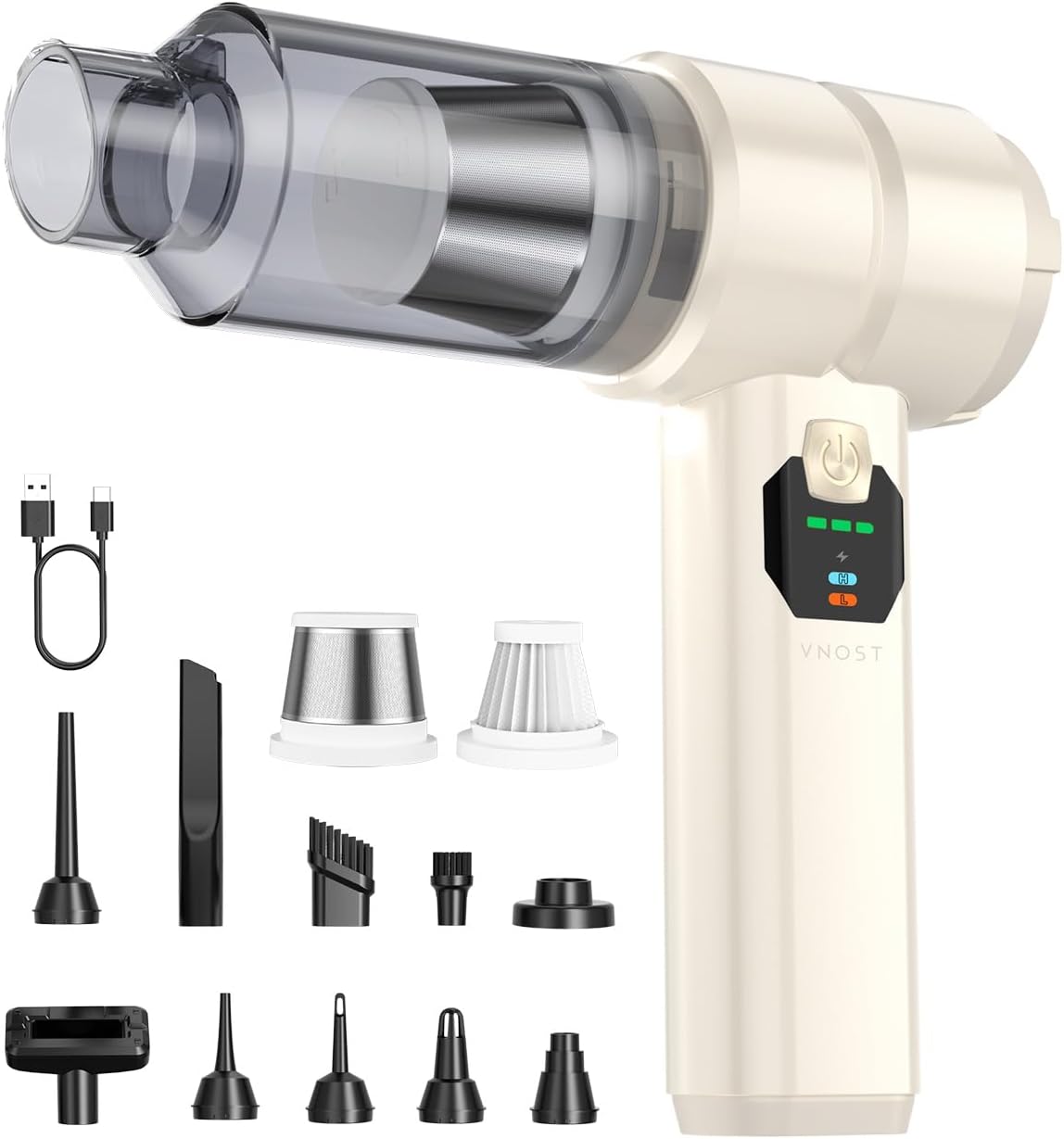 Portable Cordless Car Vacuum, 4-in-1 Handheld Cordless Vacuum with 30,000Pa Suction, 130,000 RPM, 6,800mAh Battery, 10 Nozzles, Rubber Paint Material for Car, Home,Birthday Gifts for Men Dad Husband