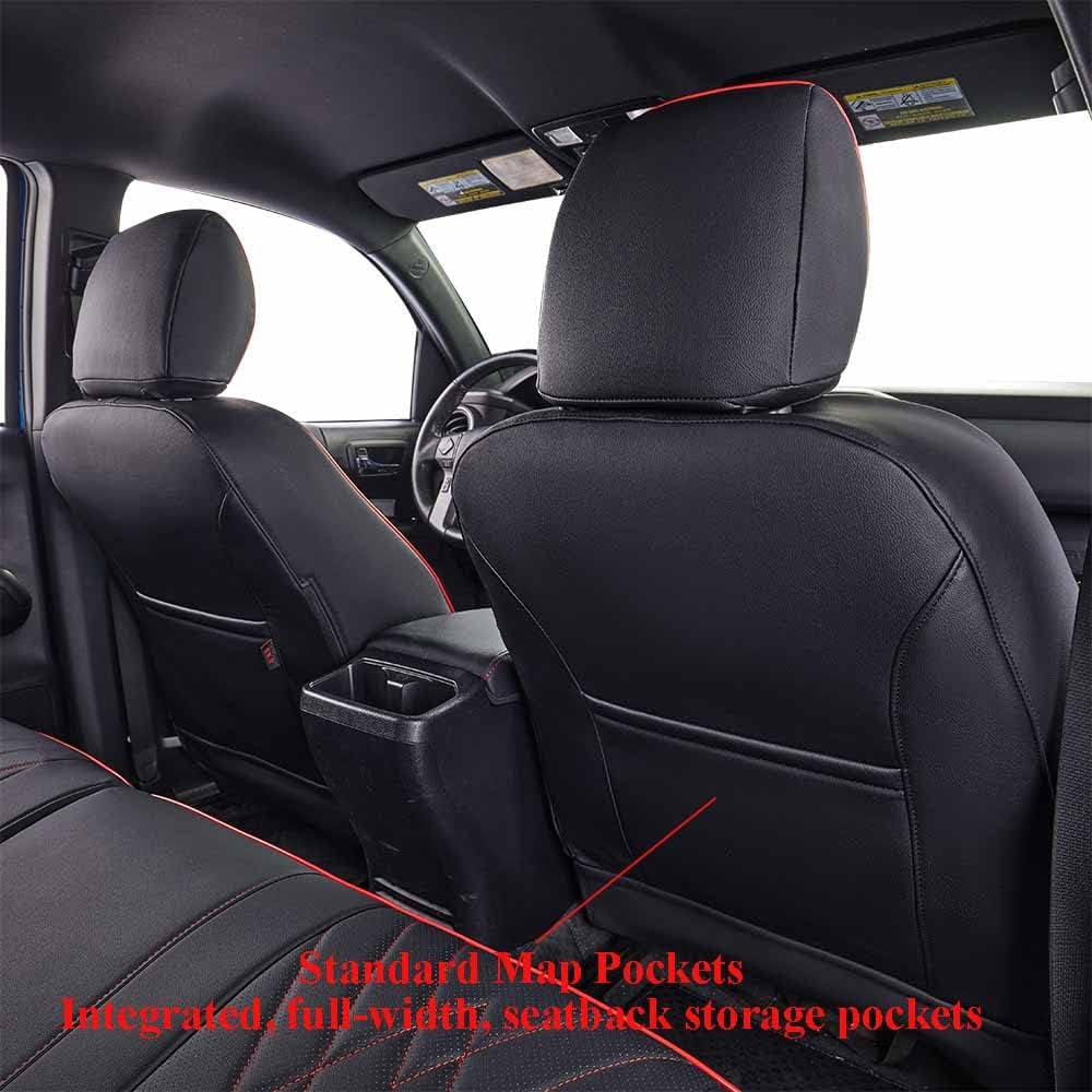 EKR Tacoma Car Seat Covers Custom Fit for Toyota Tacoma (Petrol) 2024 2025 2026 DoubleCab/CrewCab SR/SR5/TRD Sport/TRD Off-Road/Limited -Truck Seat Covers Full Set,Faux Leather(Black)