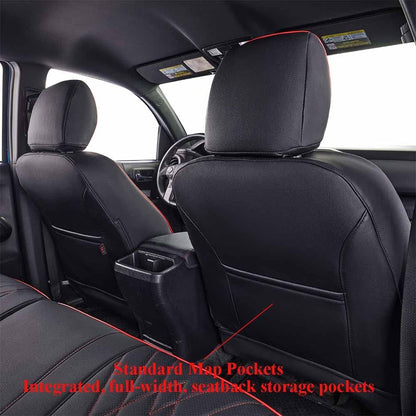 EKR Tacoma Car Seat Covers Custom Fit for Toyota Tacoma (Petrol) 2024 2025 2026 DoubleCab/CrewCab SR/SR5/TRD Sport/TRD Off-Road/Limited -Truck Seat Covers Full Set,Faux Leather(Black)