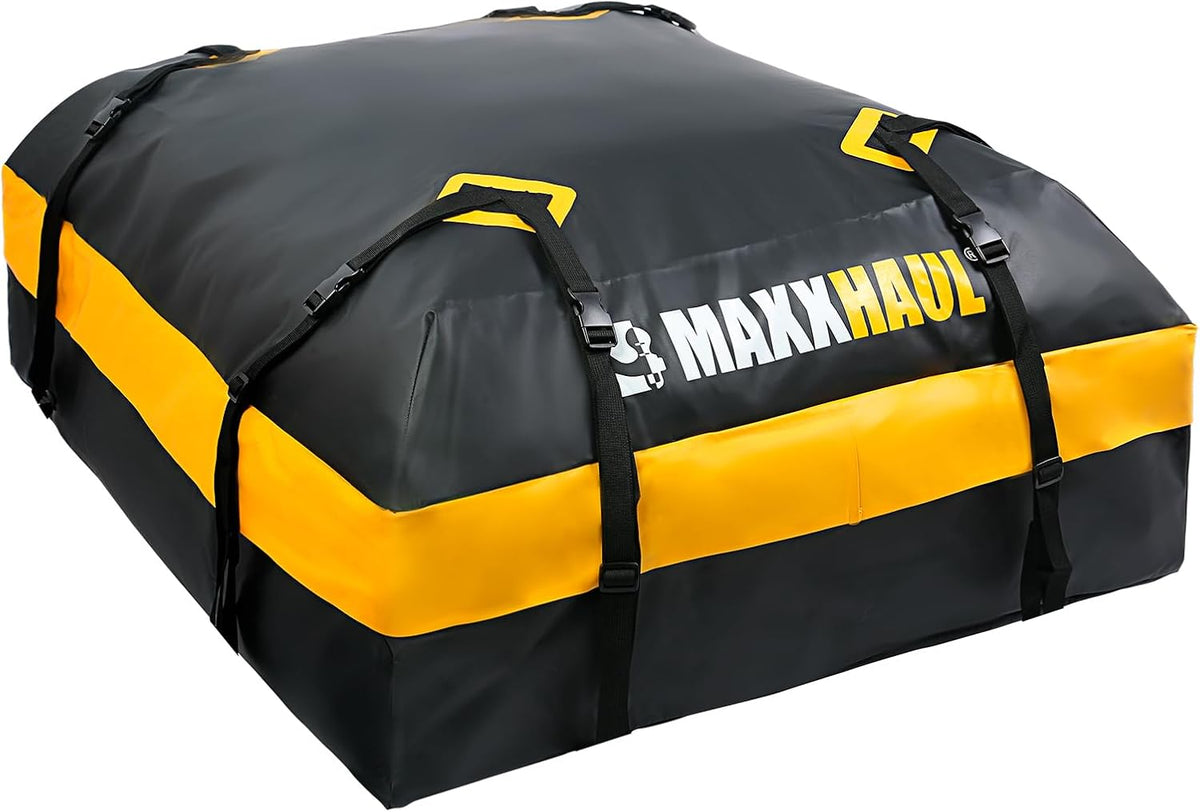 MaxxHaul Rooftop Cargo Bag 15 Cu Ft - Waterproof Universal Car Roof Carrier with Luggage Lock - No Rack Needed - Anti-Slip Mat - 100 lb Capacity - for Cars & SUV's (50719)