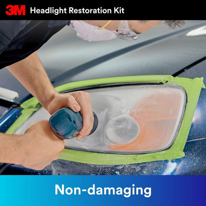 3M Ultra Headlight Restoration Kit, Contains Masking Tape, Light Sanding Discs, Wax Protectant and More, Use on Plastic Lenses Headlights, Taillights and More, Easy Heavy-Duty Restoration (39195)