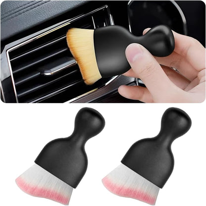 Blilo Car Interior Detailing Brush, Auto Soft Hair Cleaning Brushes, Curved Dirt Dust Collectors, Removal Tool for Dashboard Air Conditioner Vents Leather, Scratch Free (Black/1PCS)