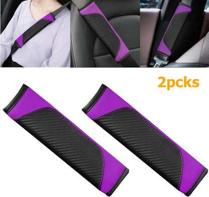 Osilly 2PCS Car Seat Belt Cover, Carbon Fiber Seatbelt Shoulder Protection, Soft Car Seat Belt Strap Cushion Protect Your Neck and Shoulder, Car Accessories Seat Belt Pad for Car Truck (Red)