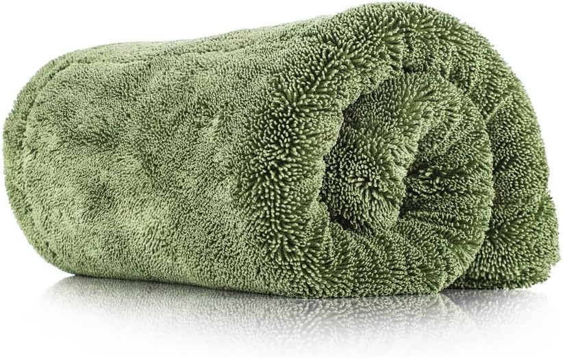 The Rag Company, The Liquid8r, Absorbent 70/30 Blend Microfiber Drying Towel for Cars, Trucks, and SUVs, Safe for Detailing, Scratch-Free, Twist Loop, 1100 GSM, 20x24 Inches, Aqua Blue/Grey