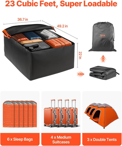 VEVOR Car Rooftop Cargo Carrier Bag, 23 Cubic Feet Roof Cargo Carrier, Heavy Duty 840D PVC 100% Waterproof Car Roof Luggage Bag for All Vehicle with/without Rack- with Lock, Anti-Slip Mat, 6 Door Hook