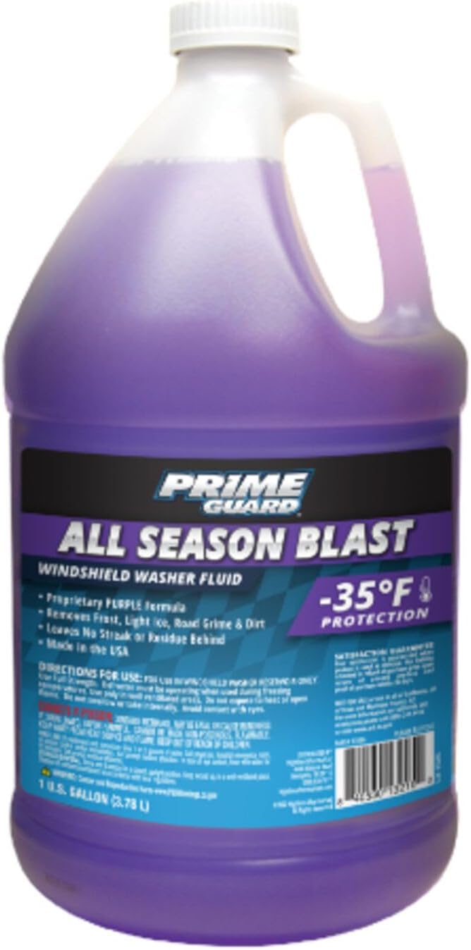 Prime Guard -35°F All Season Blast Windshield Washer Fluid | De-Icer Formula, Removes Ice, Bugs & Road Grime | Ready-to-Use & Safe for All Vehicles | 1 Gallon
