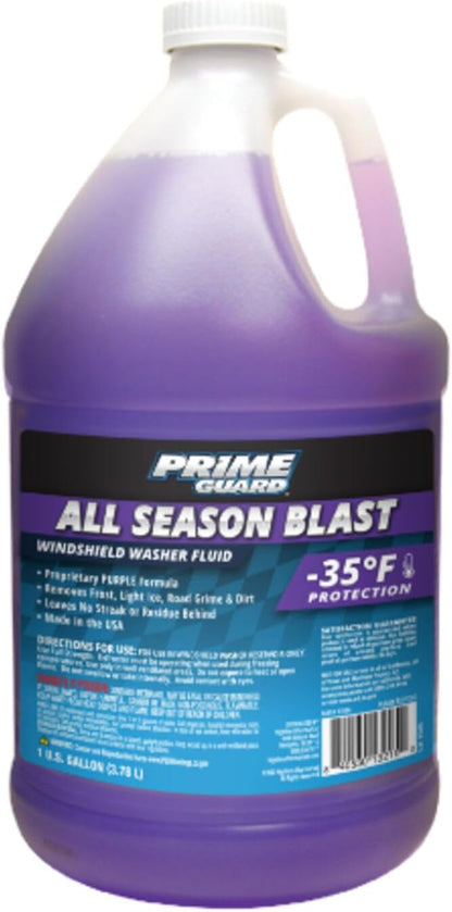 Prime Guard -35°F All Season Blast Windshield Washer Fluid | De-Icer Formula, Removes Ice, Bugs & Road Grime | Ready-to-Use & Safe for All Vehicles | 1 Gallon