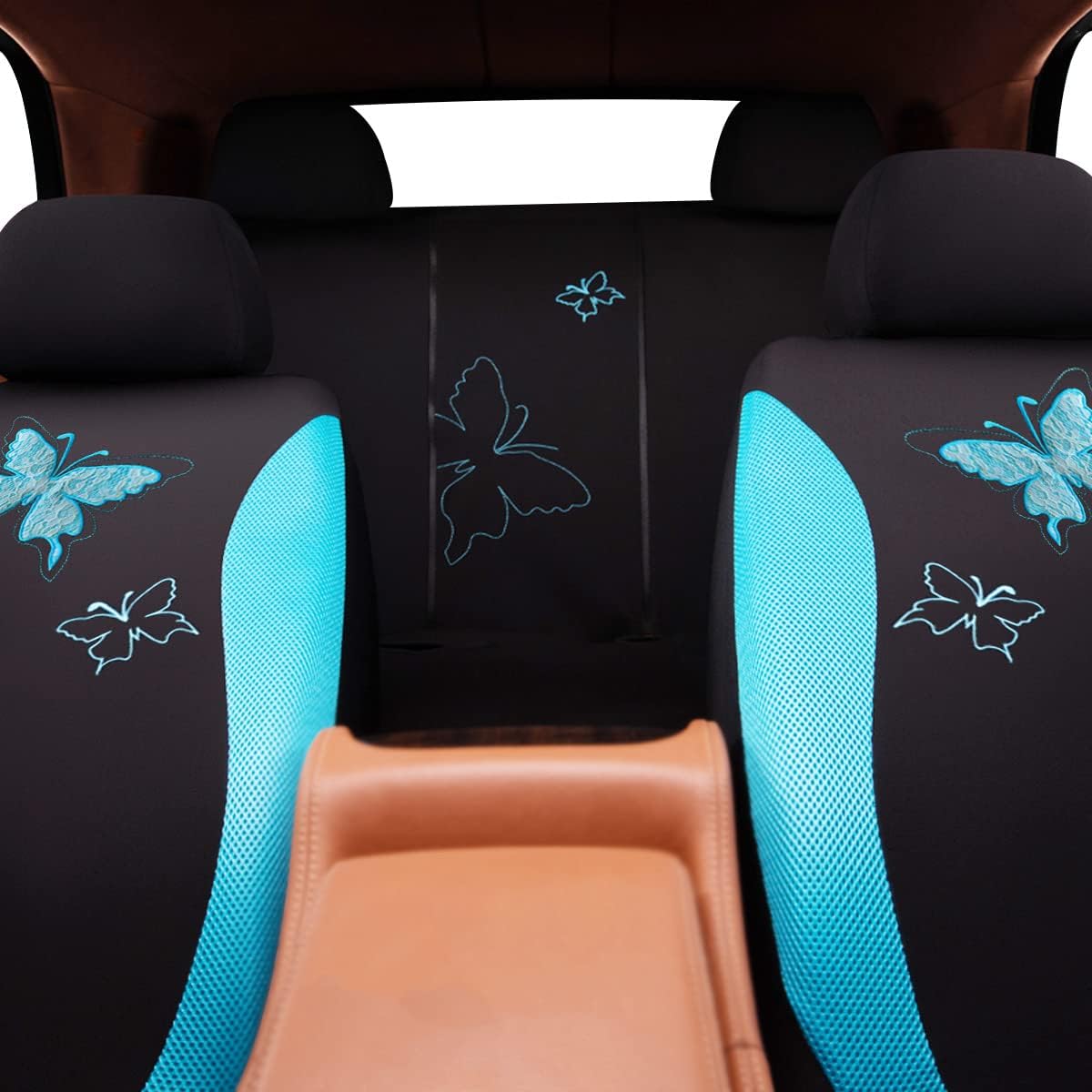 Flying Banner Butterfly car seat Covers ful Set Fashion Universal Lady Woman Female Rear Bench Split Colorized (Pink, 2 Fronts - Lace)