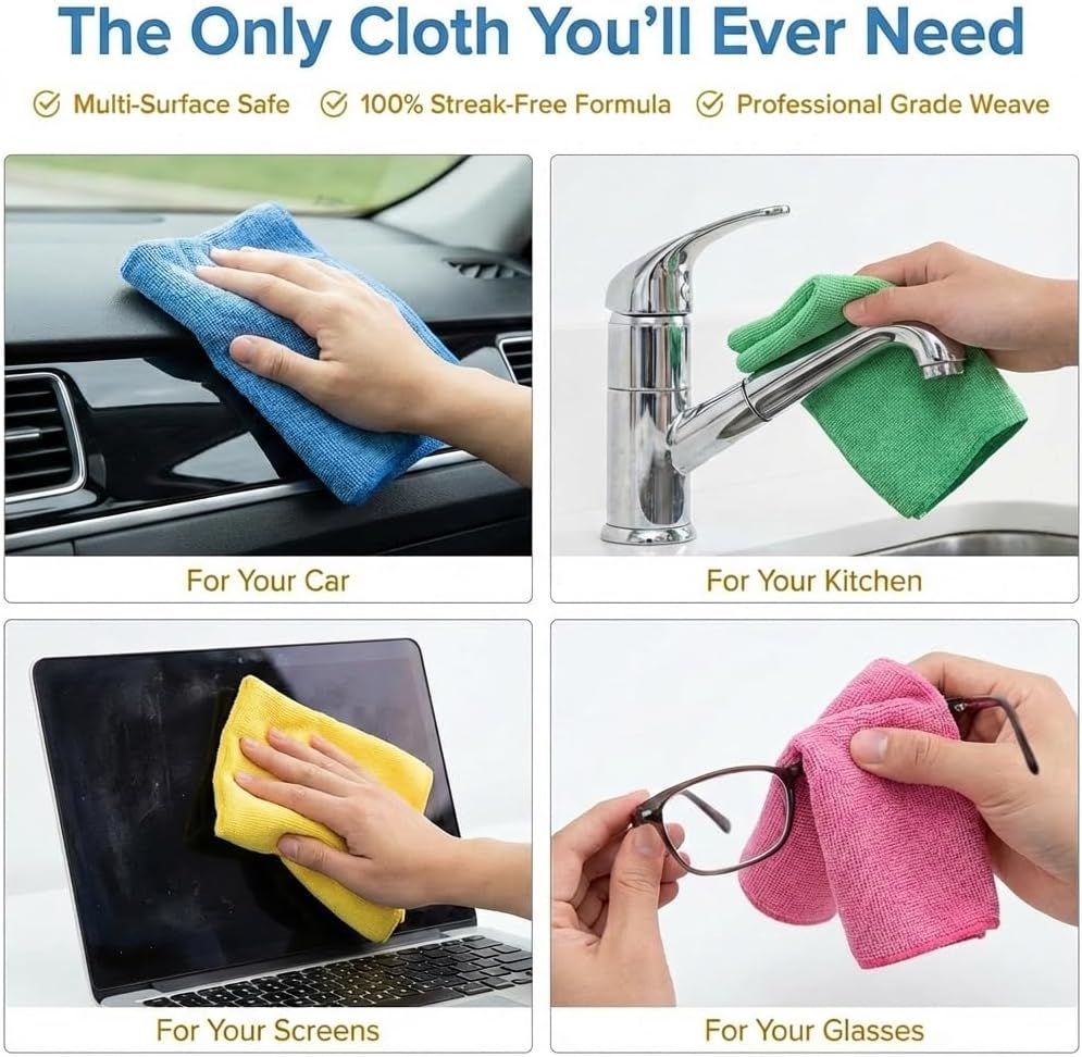 Microfiber Towels for Cars - 15.7" x 15.7" inches, Highly Absorbent Professional Grade Drying Towel Set for Superior Cleaning and Drying Performance - Car Drying & Kitchen Towel - Pack of 3