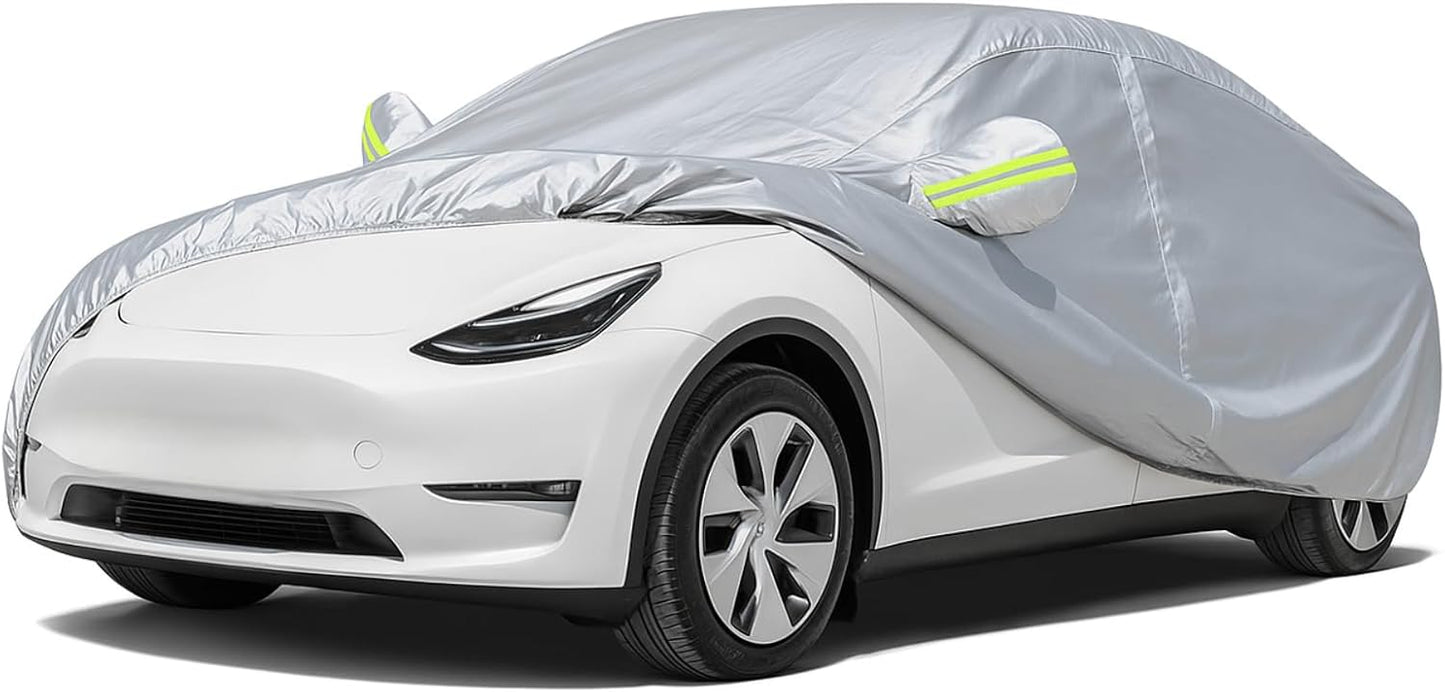 Favoto SUV Car Cover Waterproof All Weather 6 Layers Heavy Duty Car Cover for Automobiles Rain Sun Snow UV Protection with Inner Cotton Car Cover Outdoor Universal Fit for SUV (188-198 inch) Silver